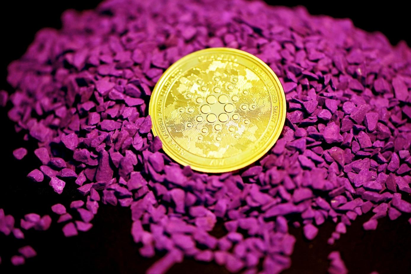 gold round coin on red textile